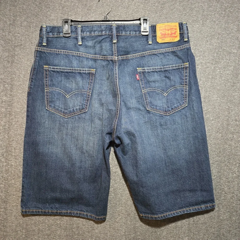 Levi's Shorts 569 Loose Fit Baggy Size 40 x 12 Mens Dark Blue Denim Jorts Skater